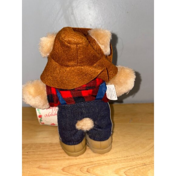 Wendys 1986 Furskins Dudley Plush Bear Toy In Cowboy Outfit With Jeans & Bow Tie - Picture 3 of 7